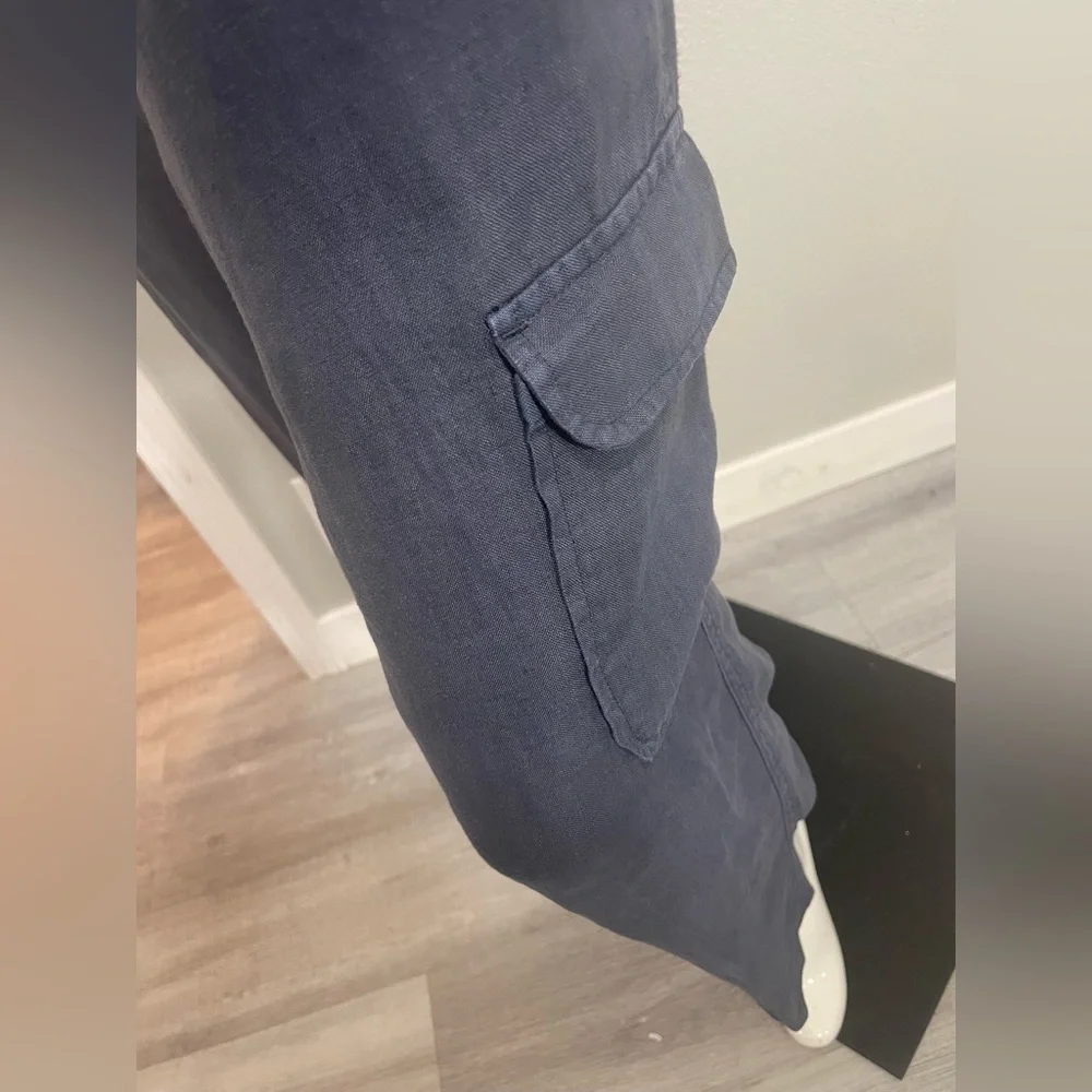 RACHEL Rachel Roy 💙 Blue Cargo Pants Relaxed Fit, size Large 100% Linen